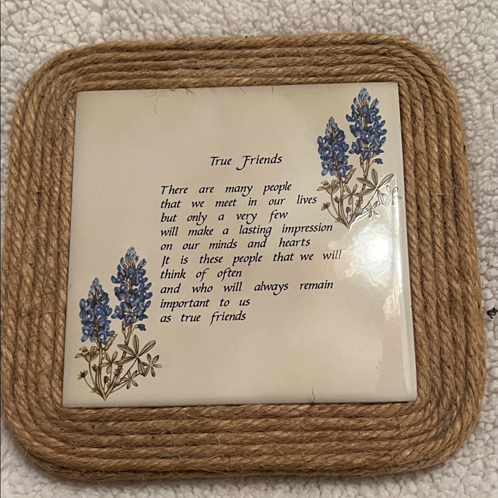 True Friends Ceramic Plaque with Rope Border